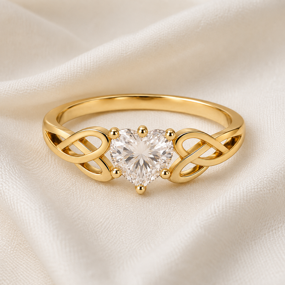 Knotted Heart Stone Ring
