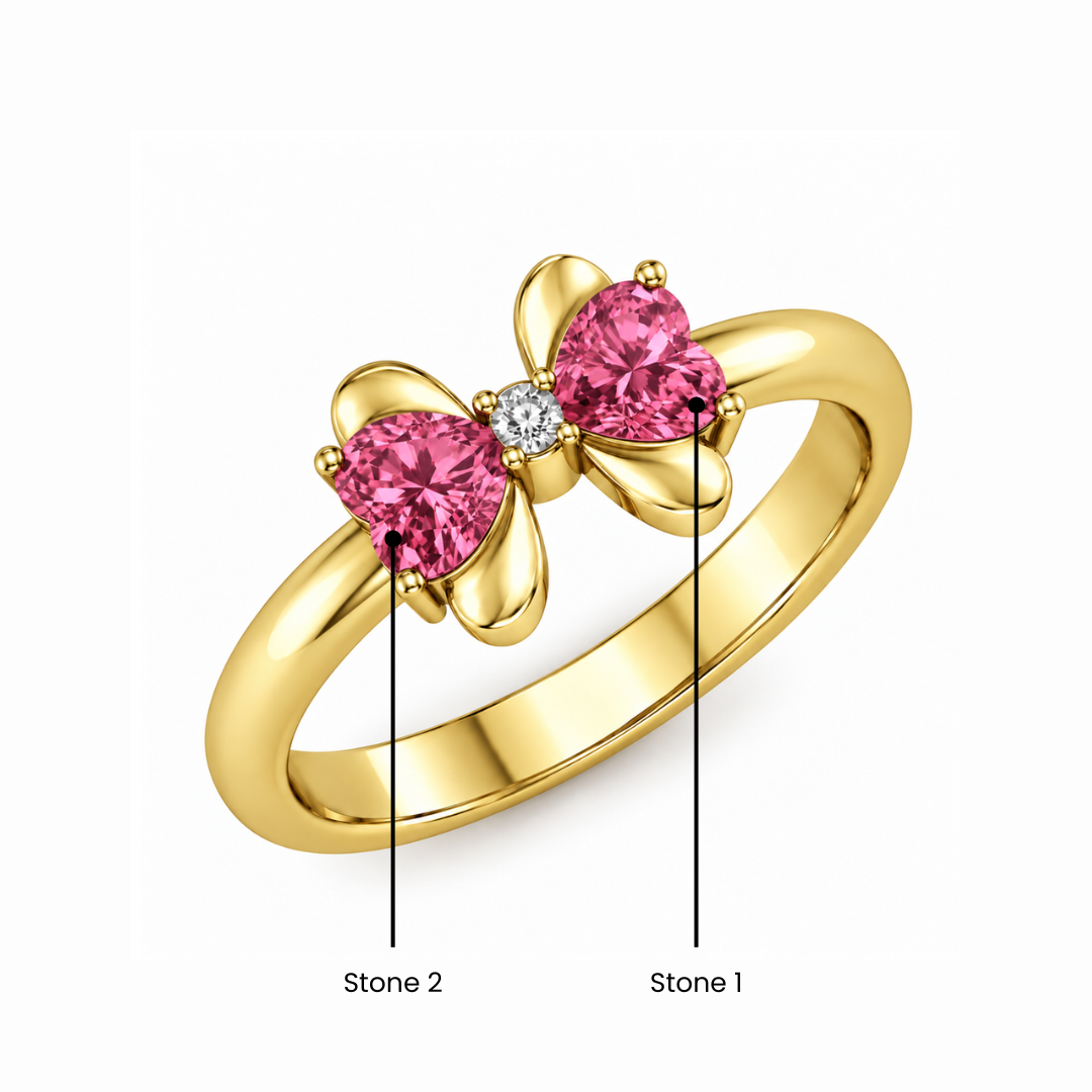 Heart Birthstone Bow Ring