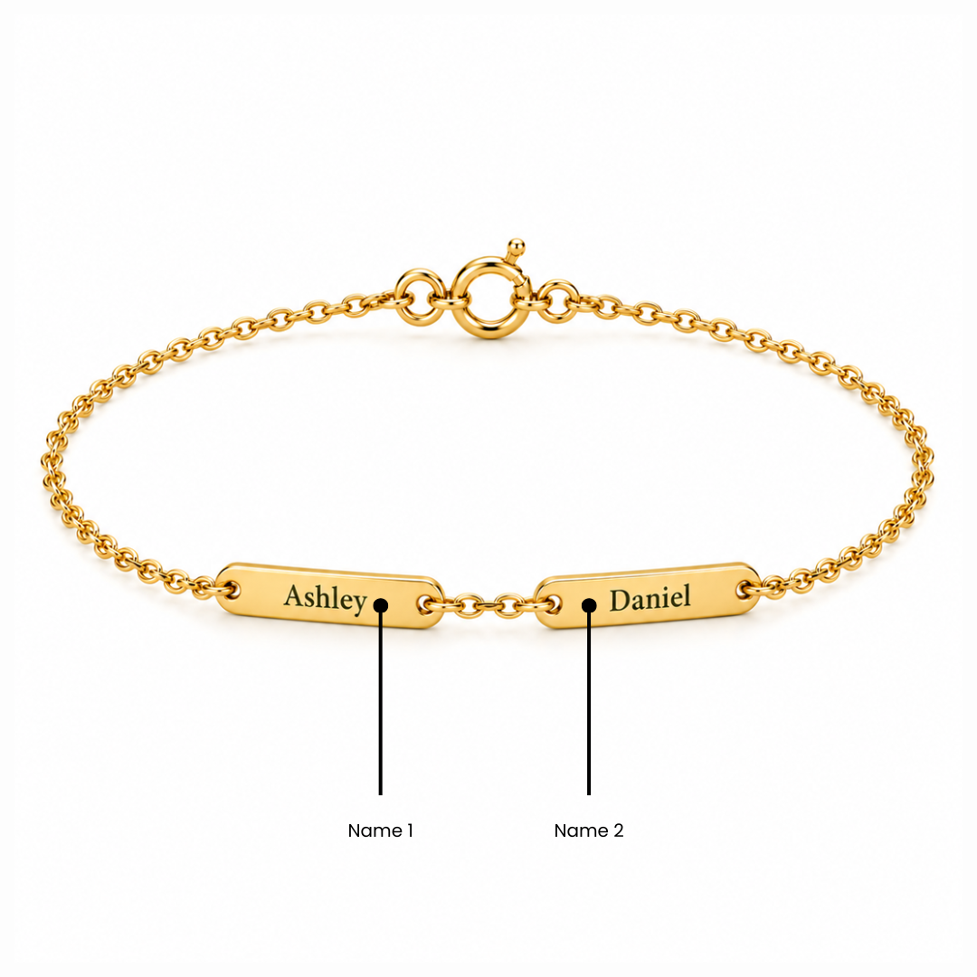 Engravable Couple Name Bar Bracelet