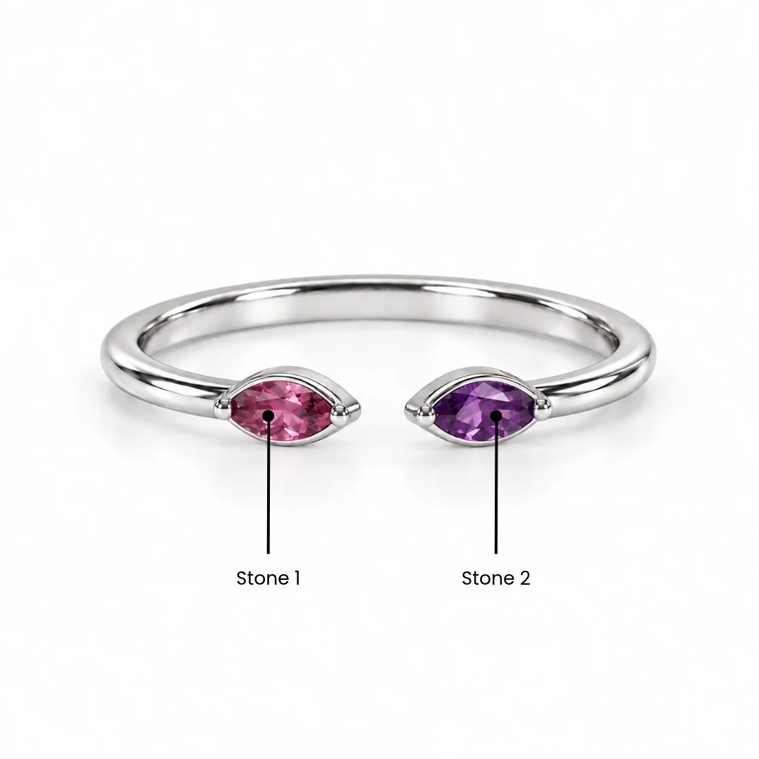 Open Cuff Stacking Marquise Ring