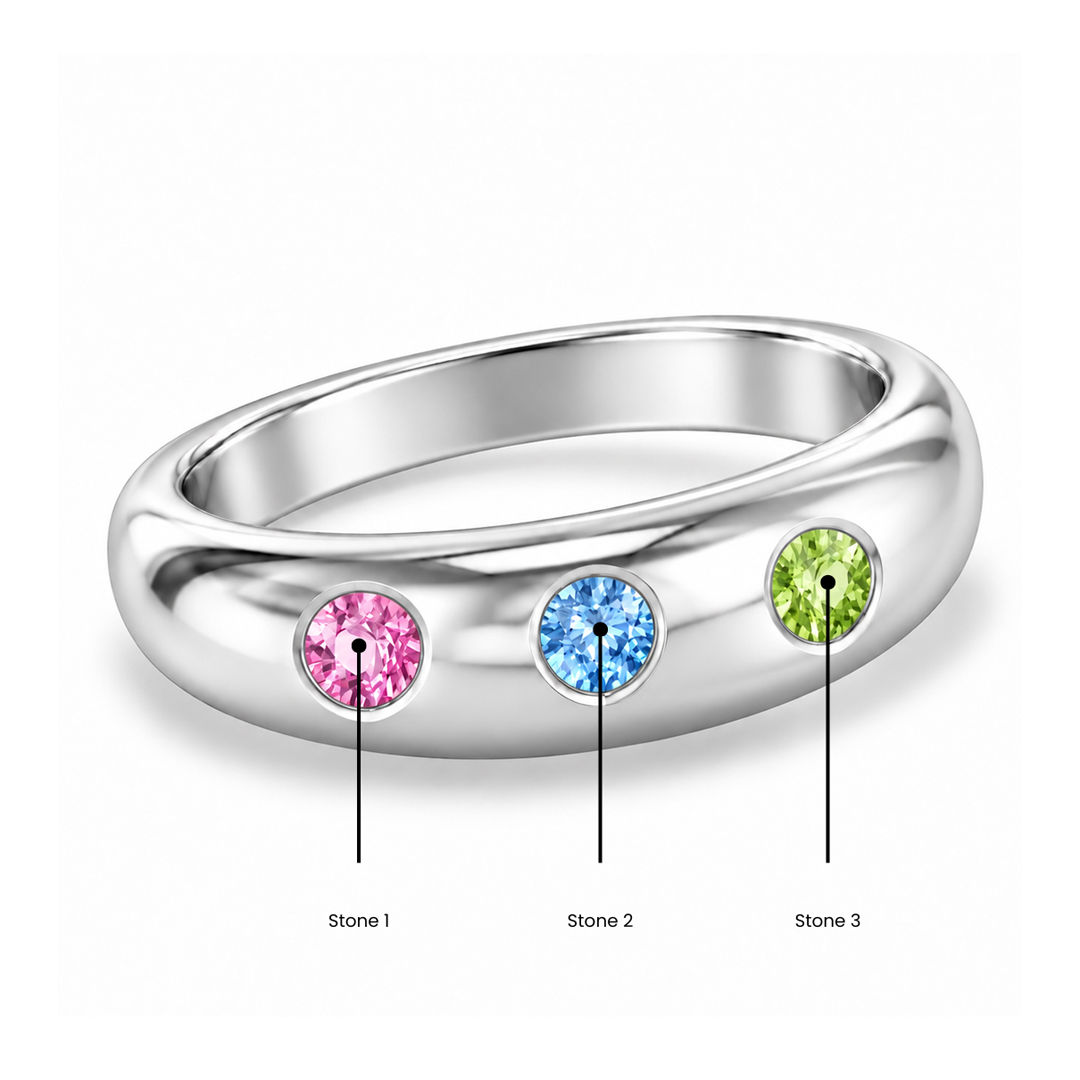 Classic Heart Birthstone Dome Ring
