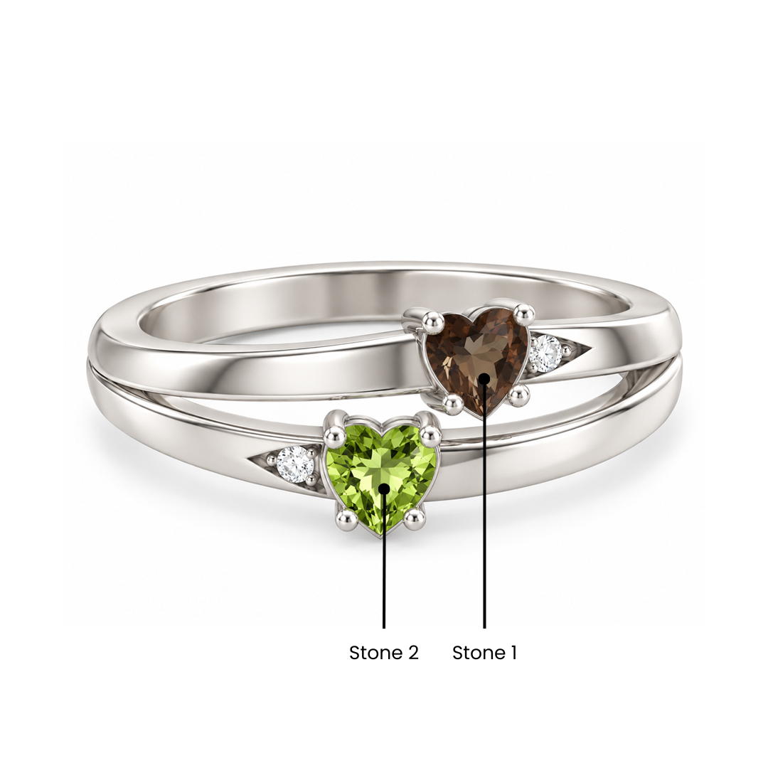 Split Duo Birthstone with Cut Out Ring