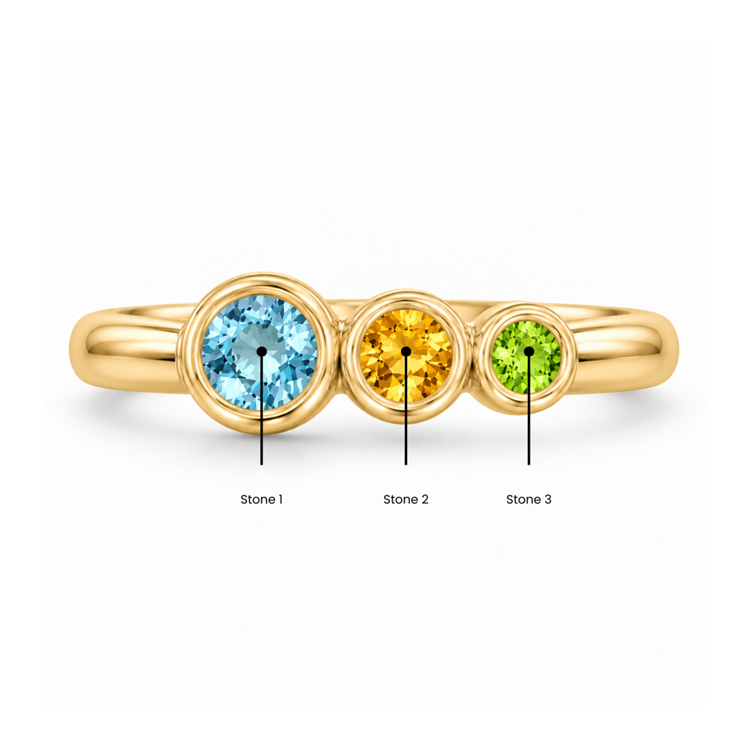 Trio Birthstone Bezel Ring