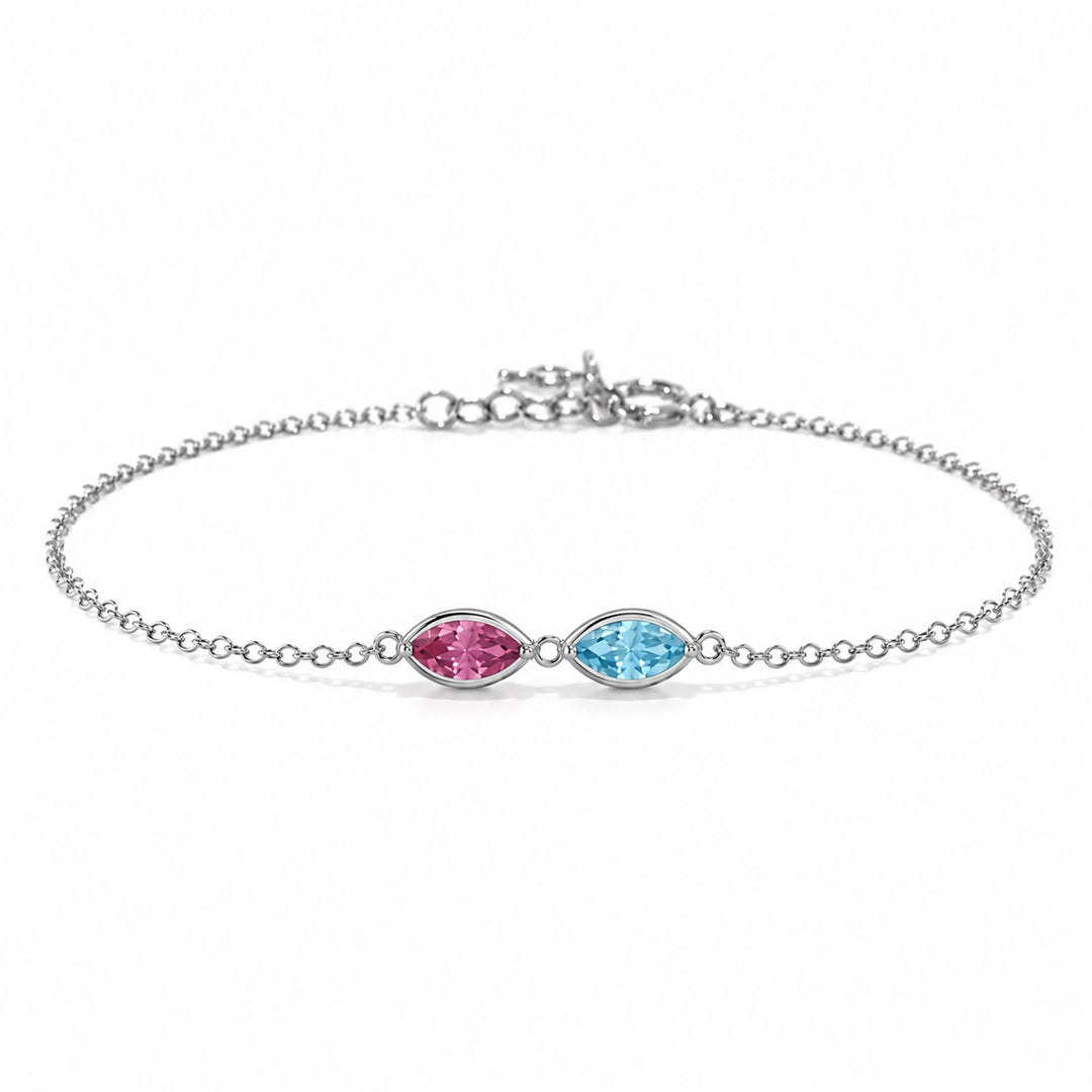 Leaf Marquise Birthstone Bracelet