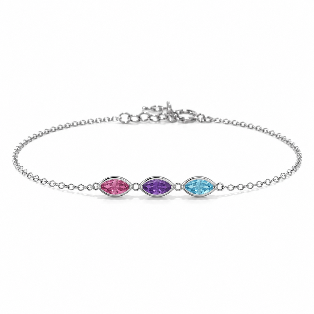Leaf Marquise Birthstone Bracelet