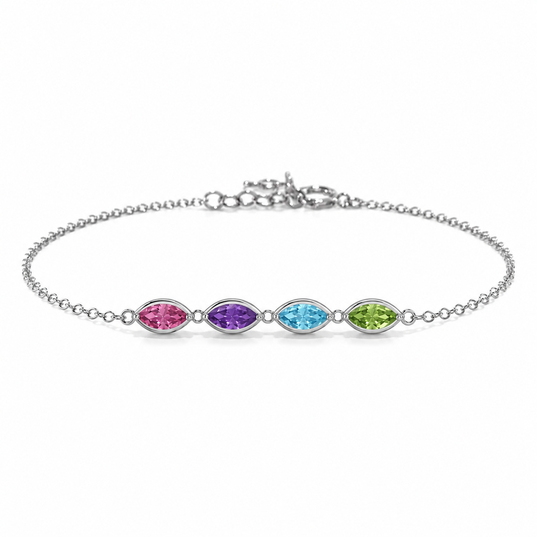 Leaf Marquise Birthstone Bracelet