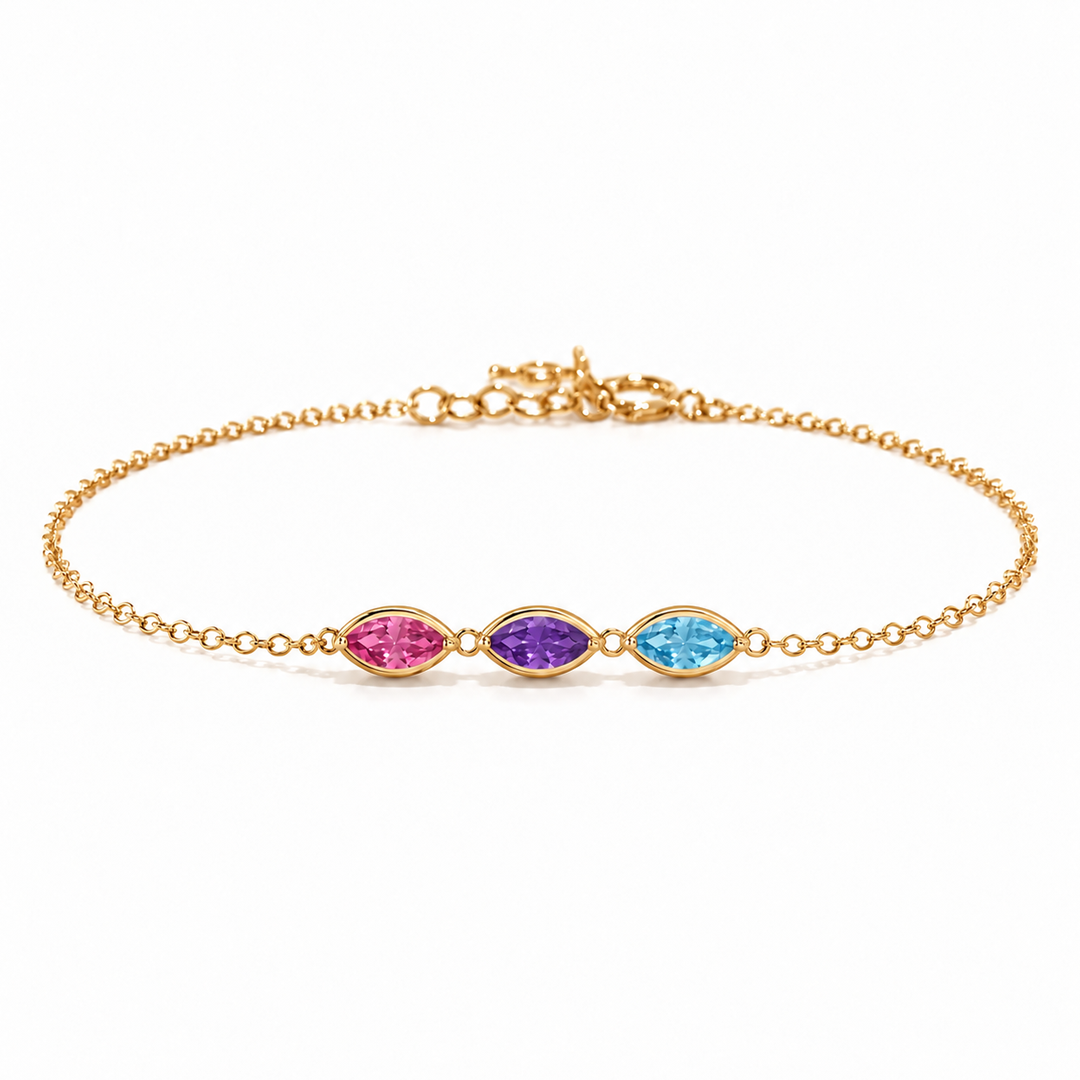 Leaf Marquise Birthstone Bracelet