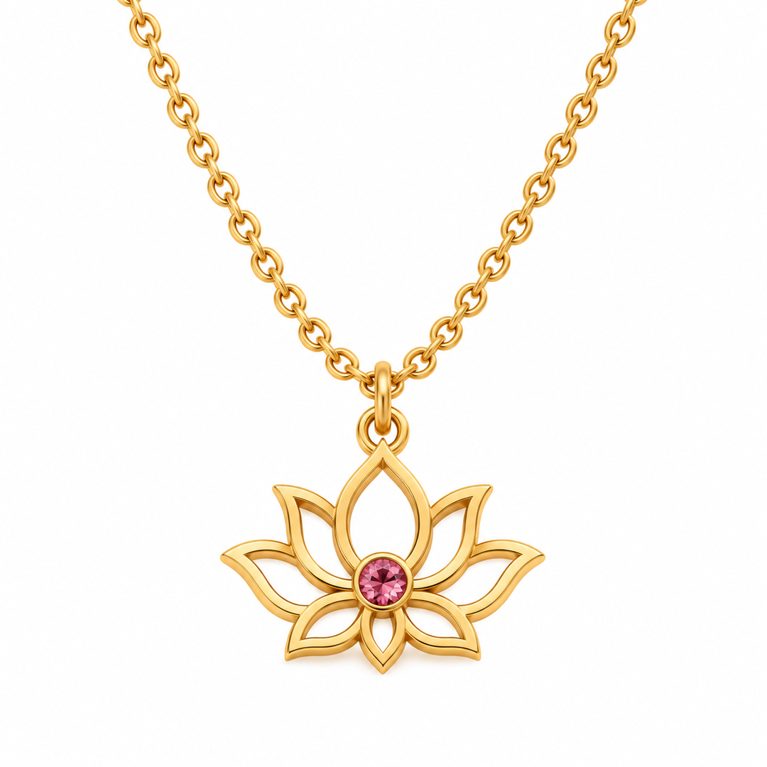 Lotus Birthstone Necklace
