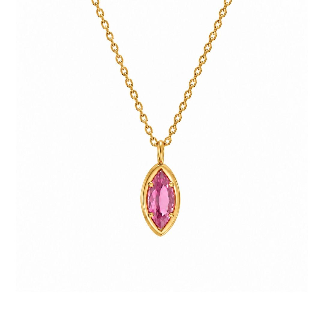 Marquise Bezel Birthstone Necklace