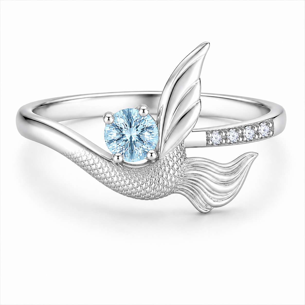 Mermaid tail Ring with Birthstone