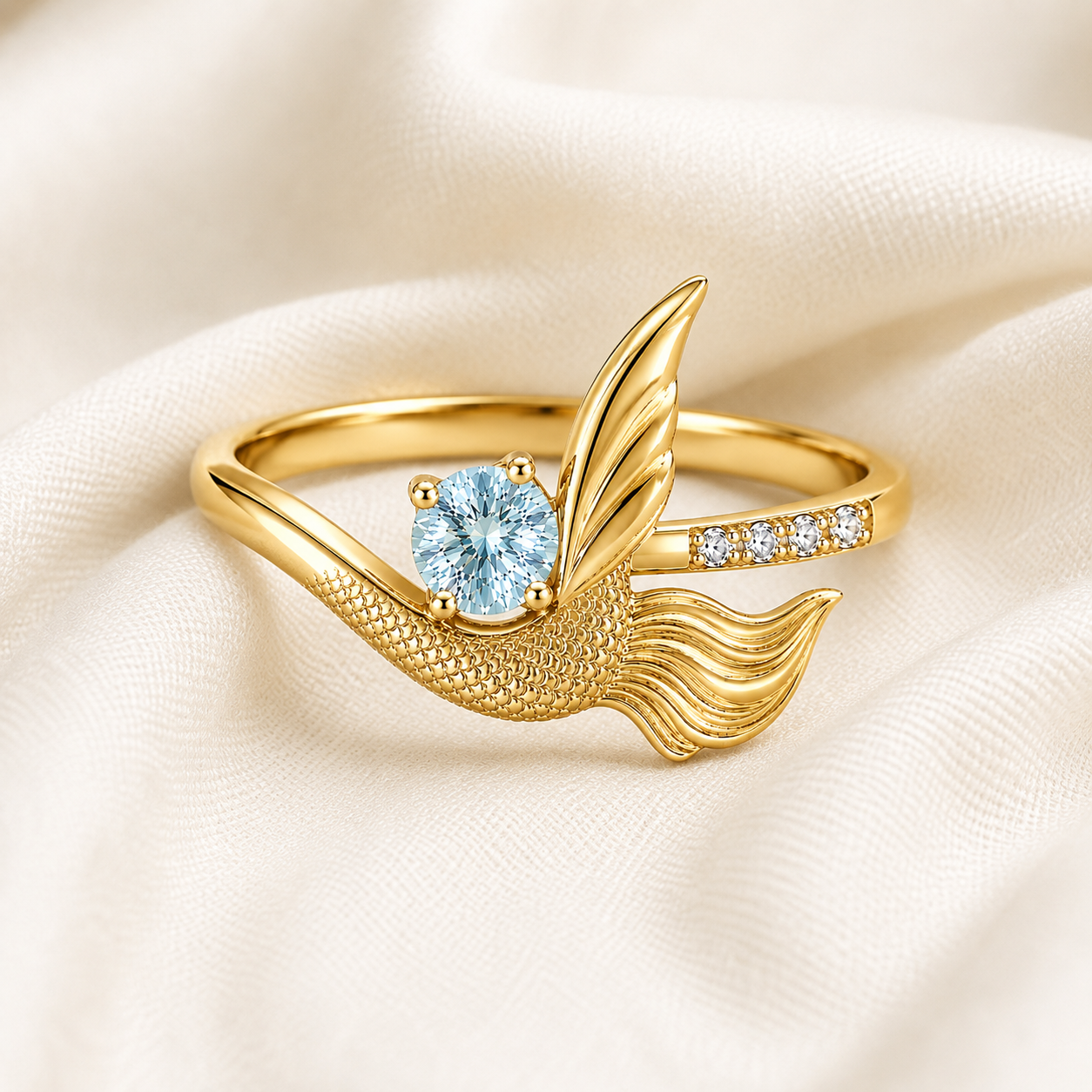 Mermaid tail Ring with Birthstone