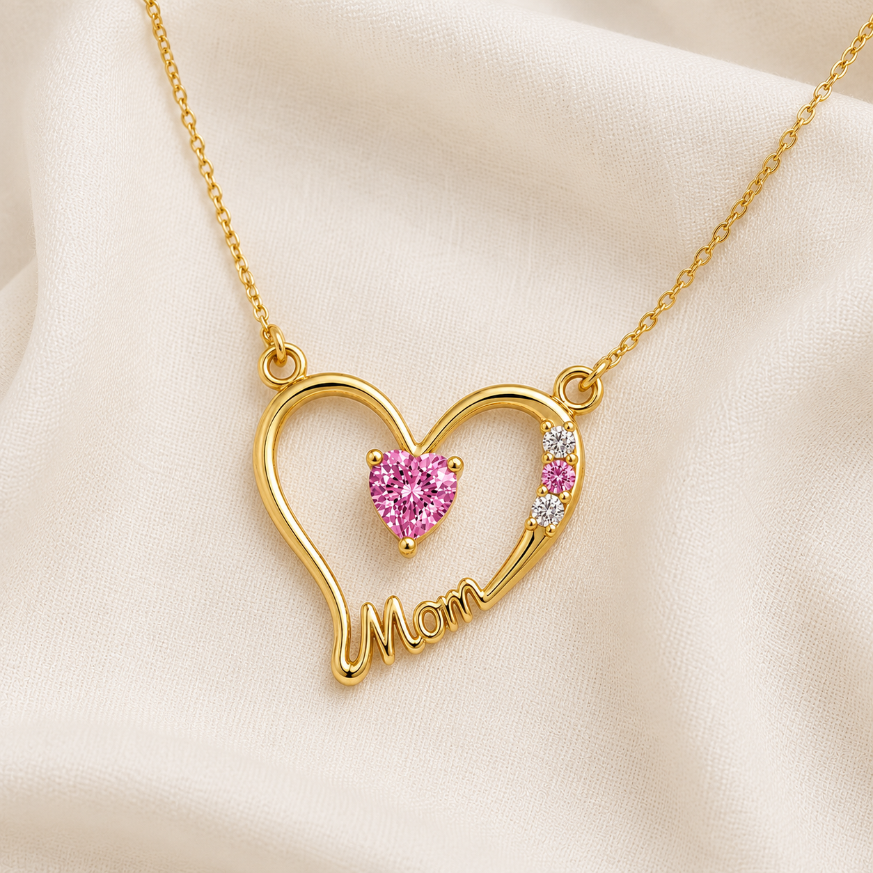 Mother Heart Pendant with Birthstone