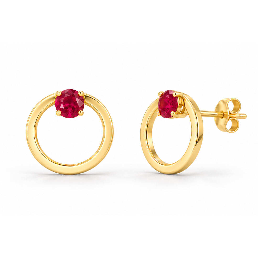 Open Circle Birthstone Earring