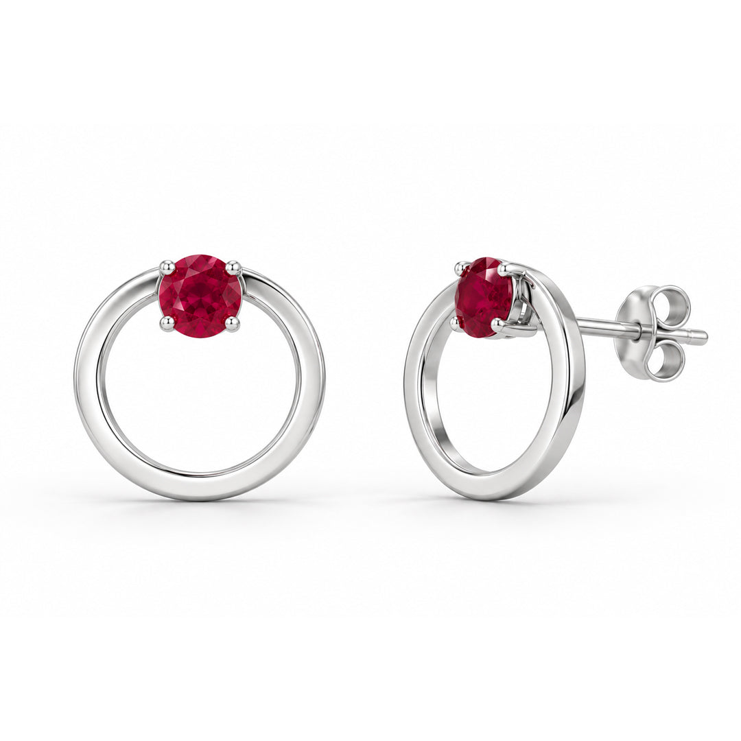 Open Circle Birthstone Earring