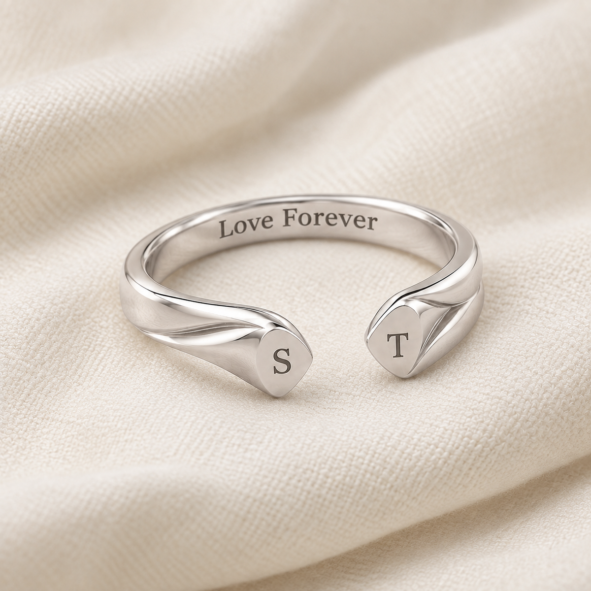 Open Cuff Initials Ring
