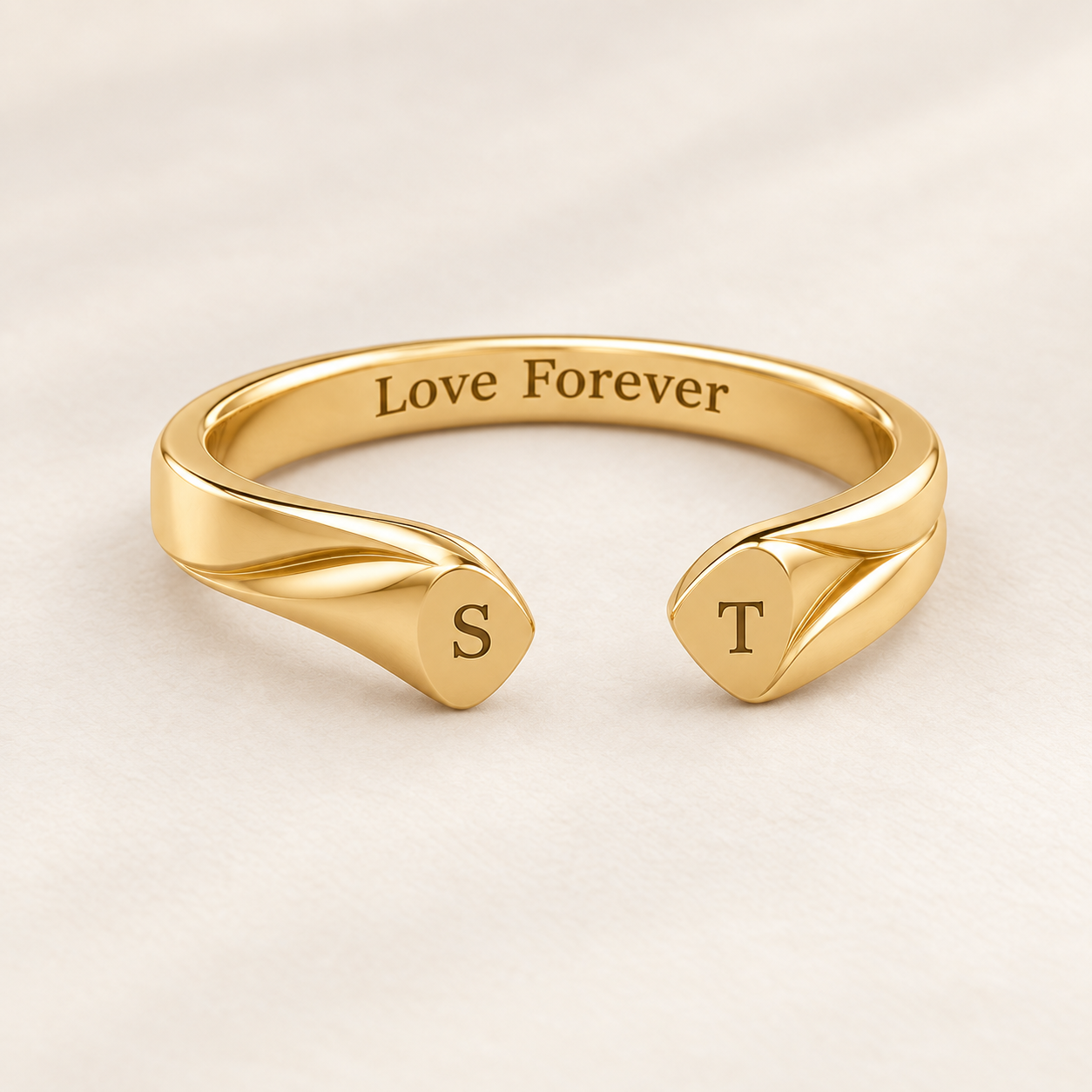 Open Cuff Initials Ring