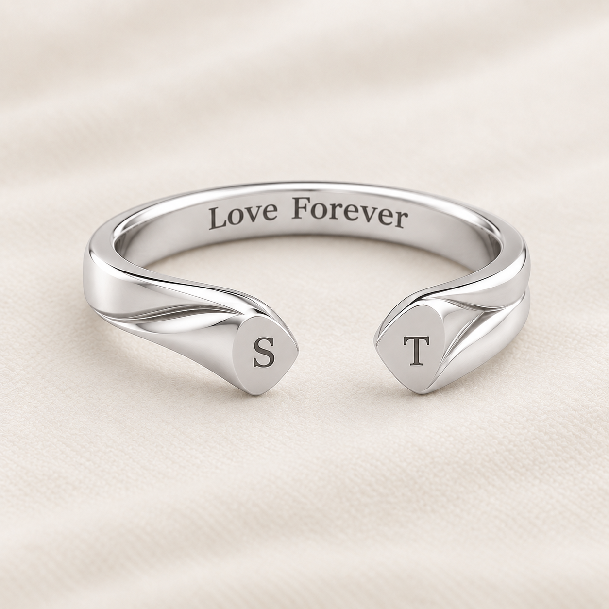 Open Cuff Initials Ring