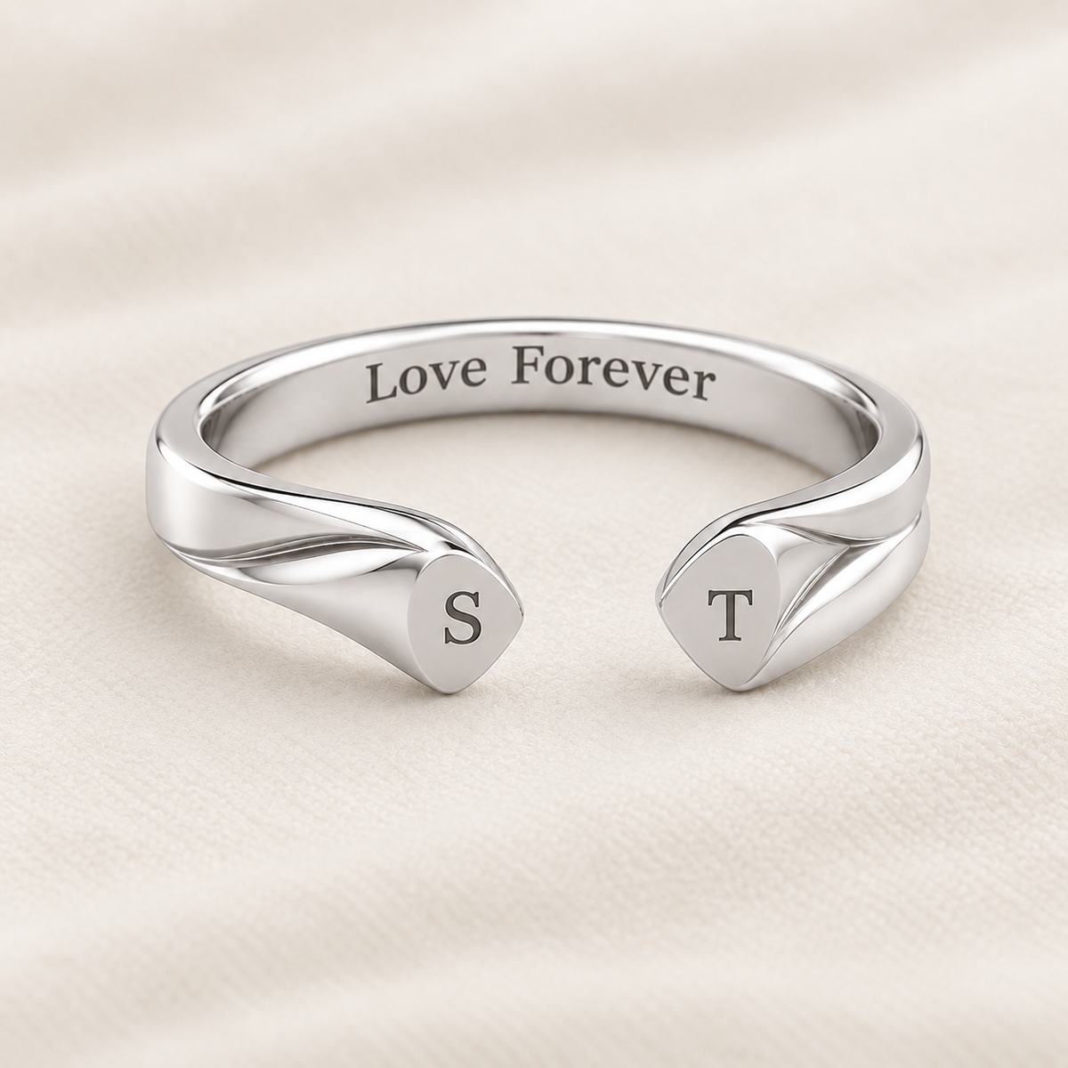 Open Cuff Initials Ring