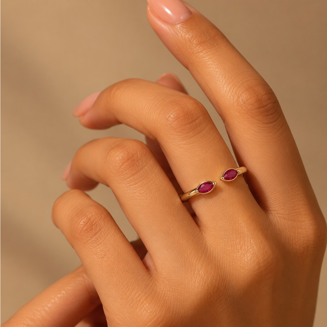 Open Cuff Stacking Marquise Ring