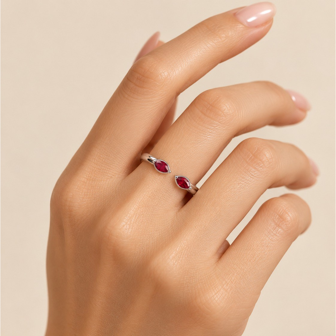 Open Cuff Stacking Marquise Ring