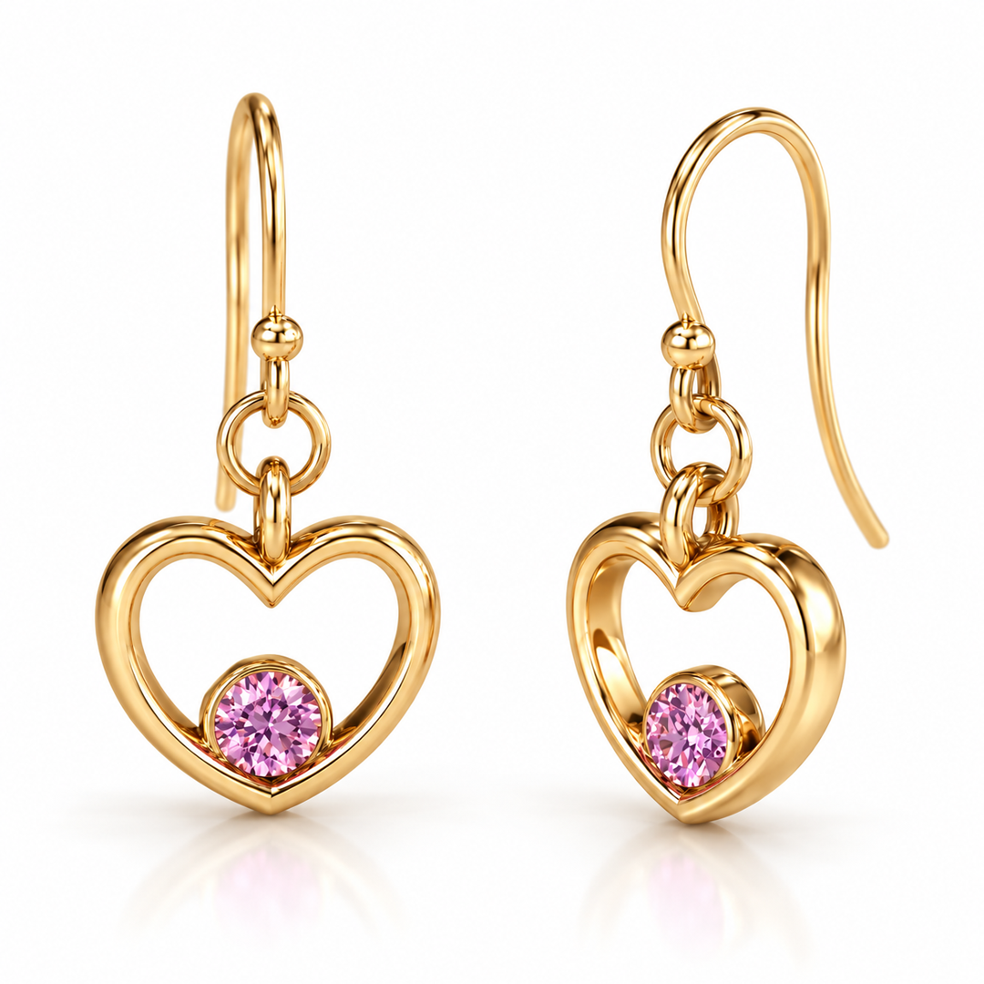 Open Heart Birthstone Earring