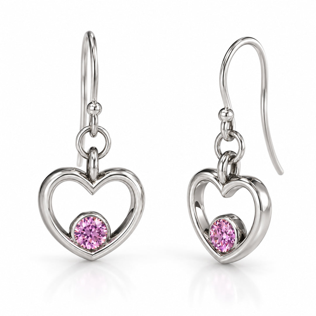 Open Heart Birthstone Earring