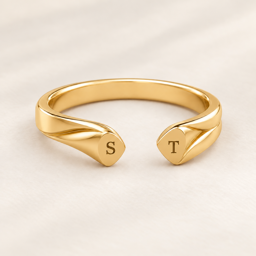 Open Cuff Initials Ring