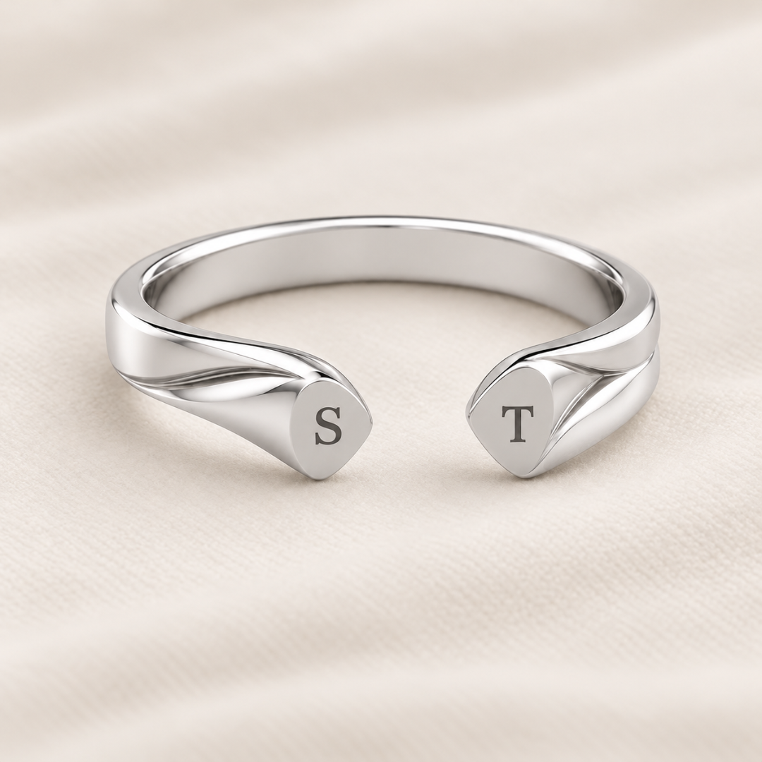 Open Cuff Initials Ring
