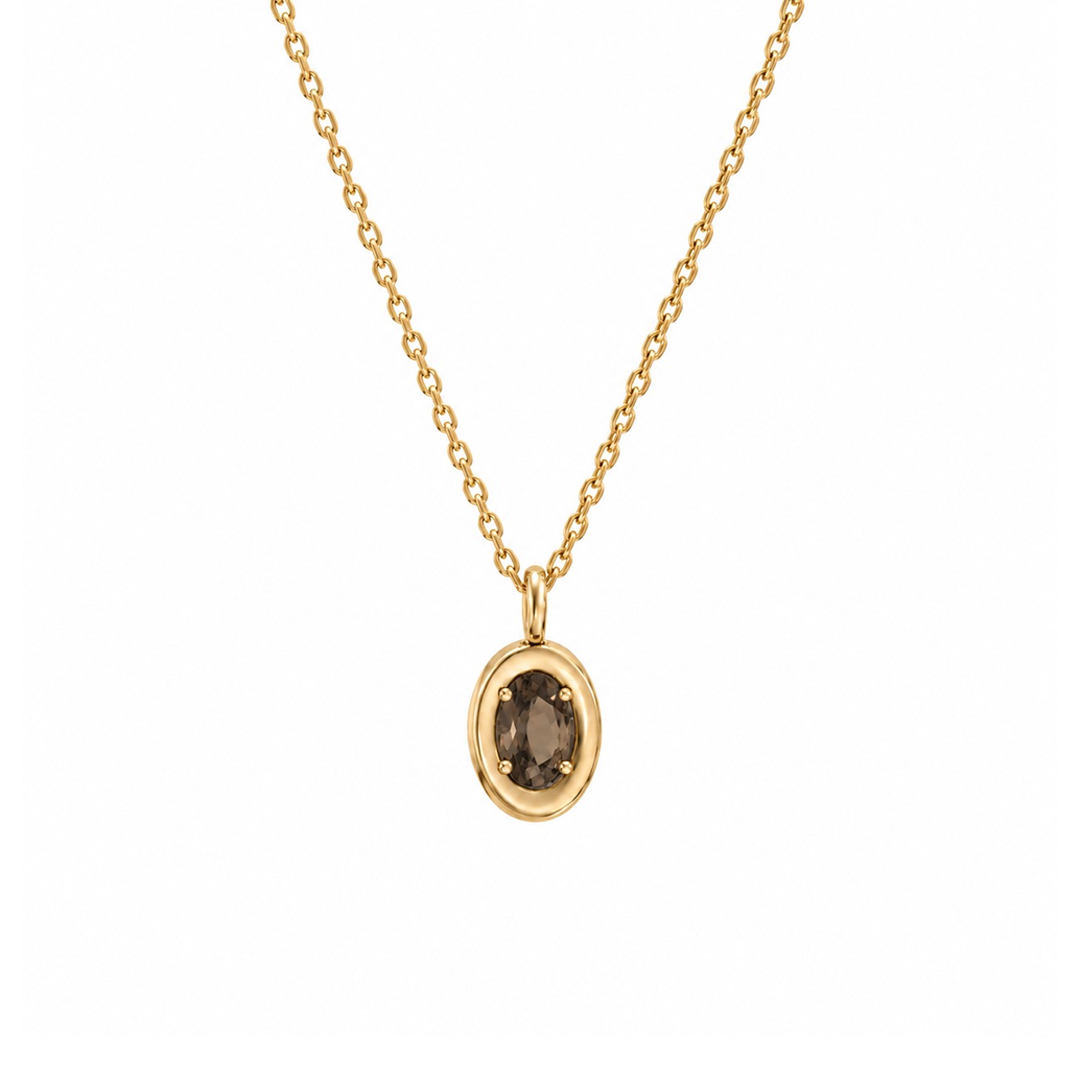 Oval Bezel Birthstone Necklace