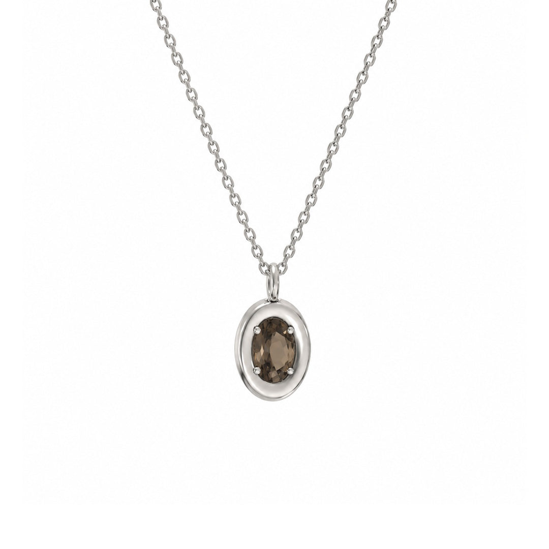 Oval Bezel Birthstone Necklace