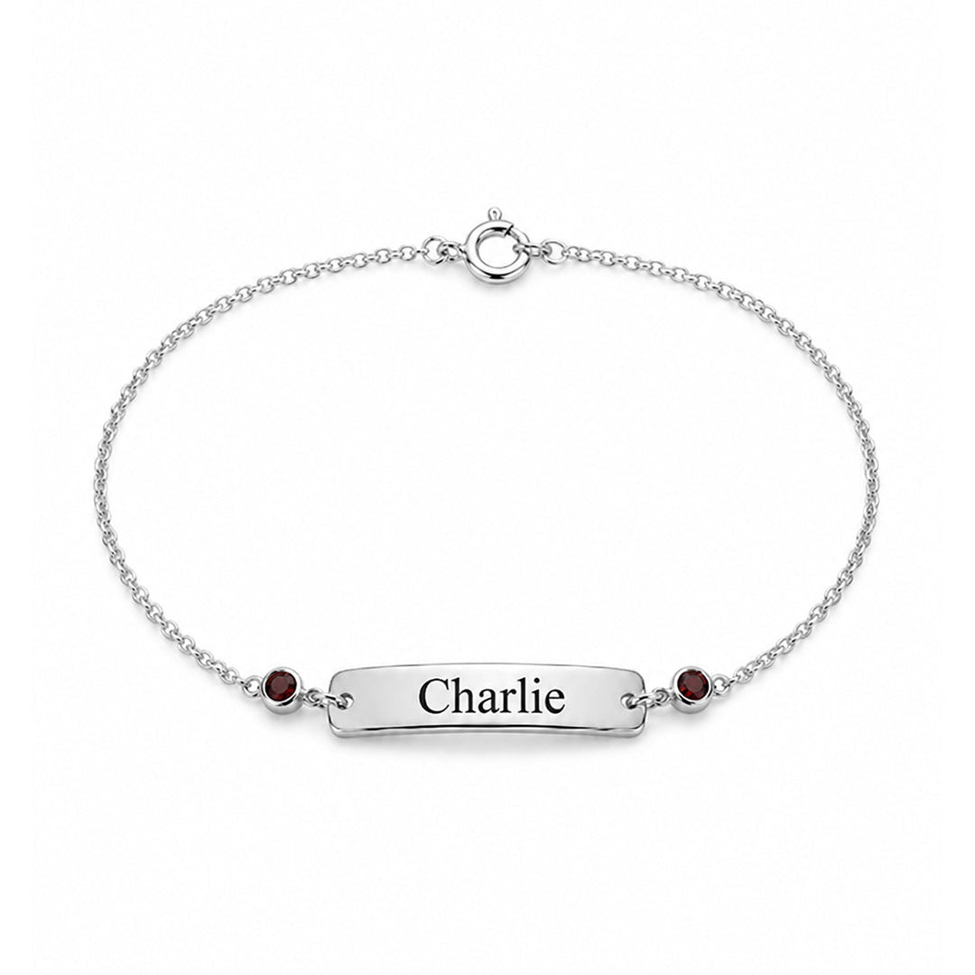 Name Plate Bracelet with Stone