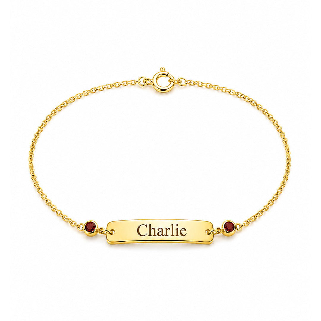 Name Plate Bracelet with Stone