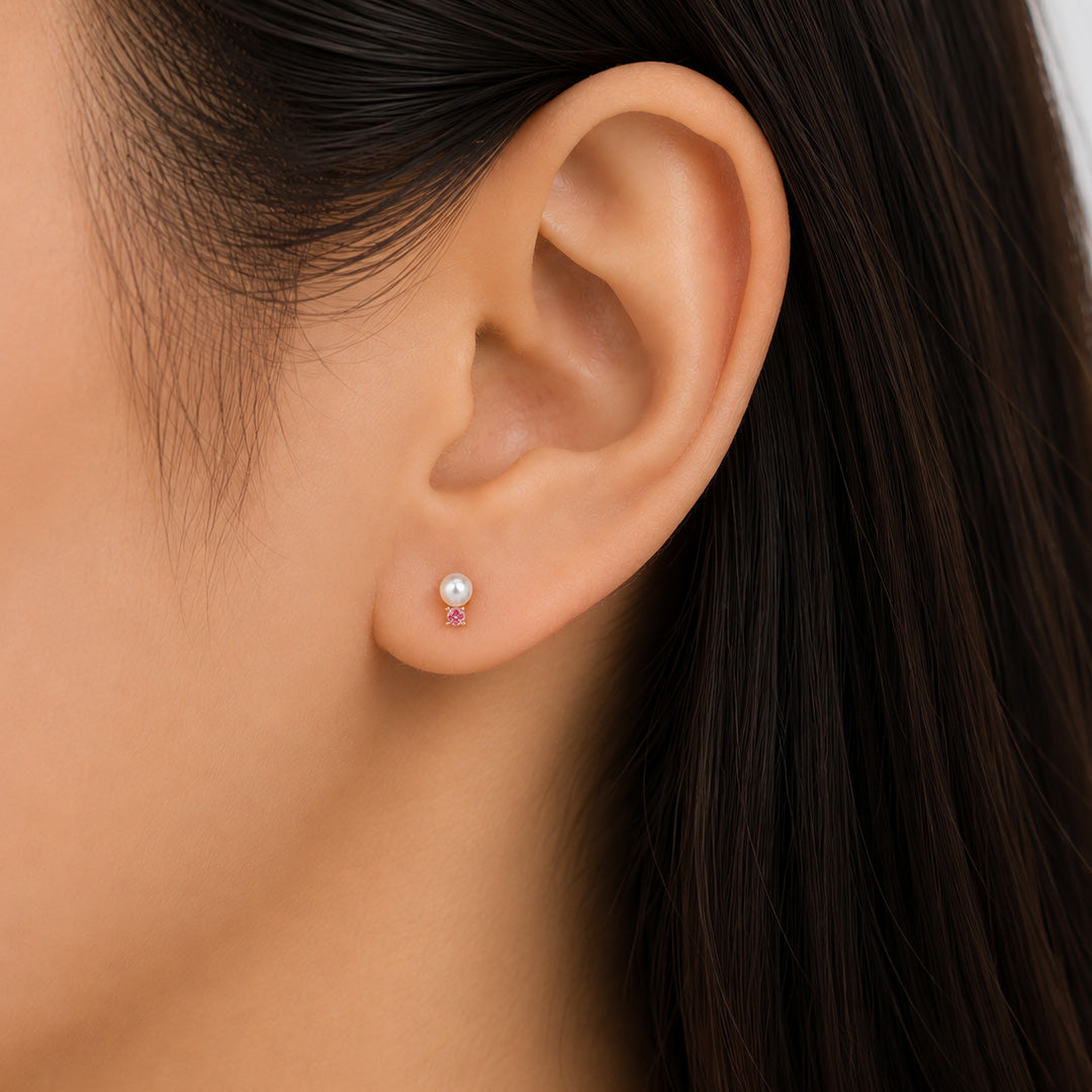 Pearl and Accent Stud Earrings