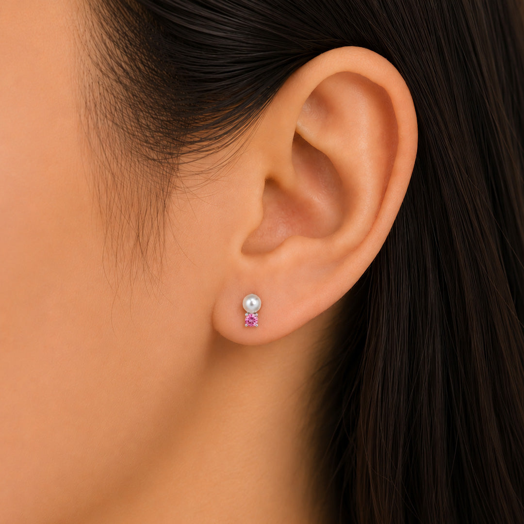 Pearl and Accent Stud Earrings