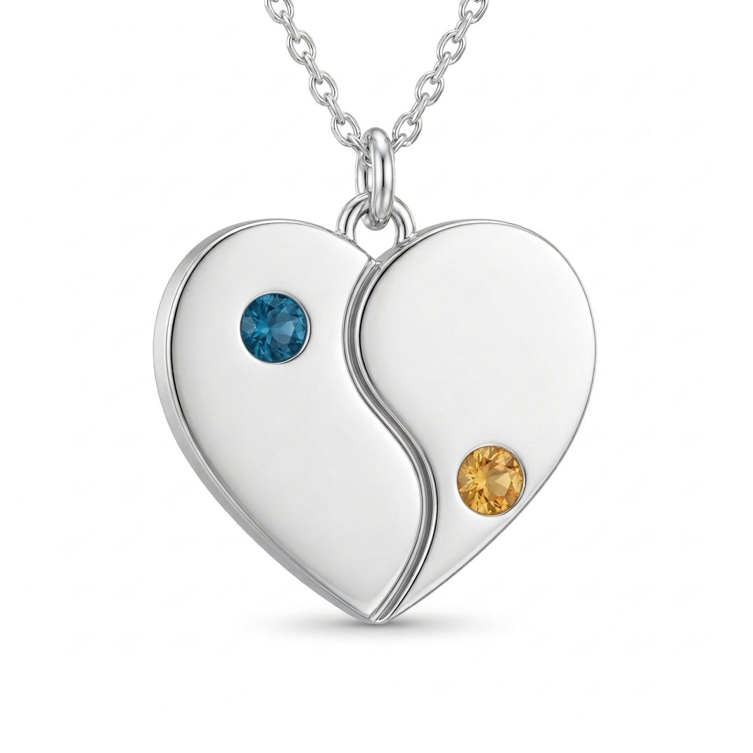 Personalized Yin Yang Heart Necklace