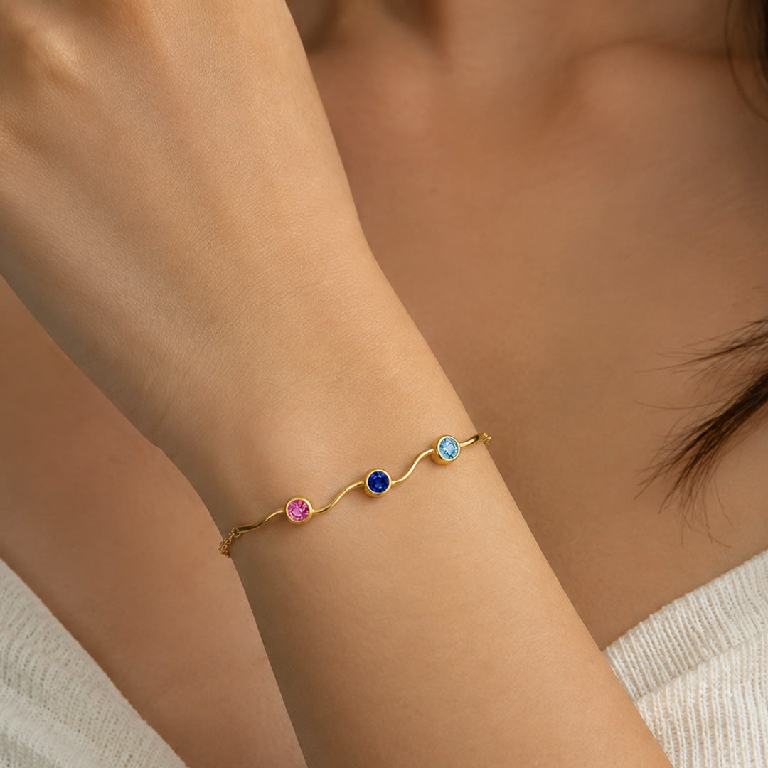 Family Bracelet with Round Birthstones