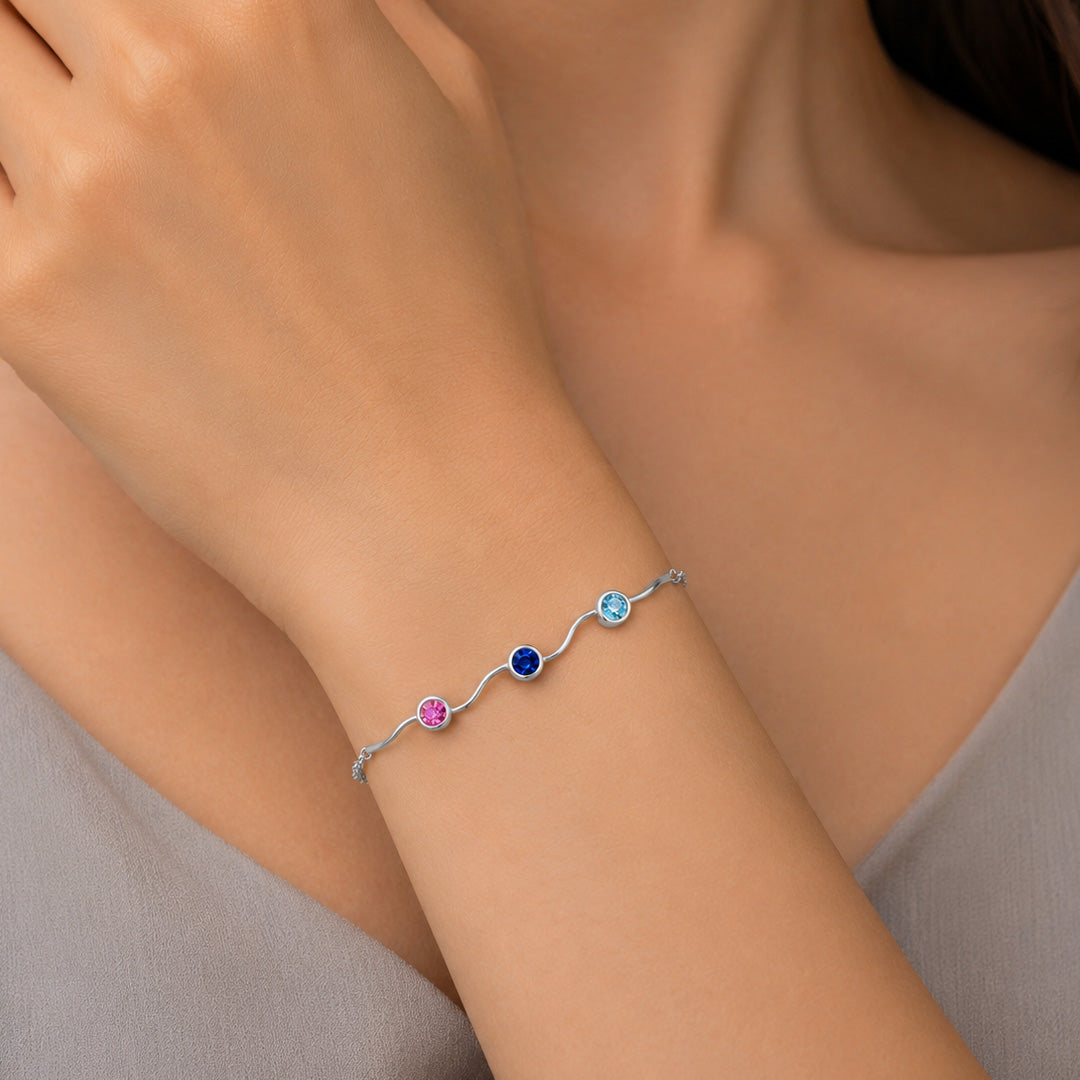 Family Bracelet with Round Birthstones