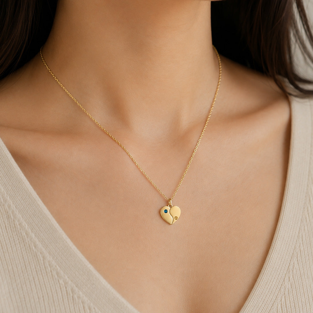 Personalized Yin Yang Heart Necklace