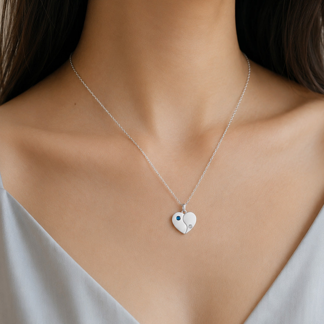 Personalized Yin Yang Heart Necklace