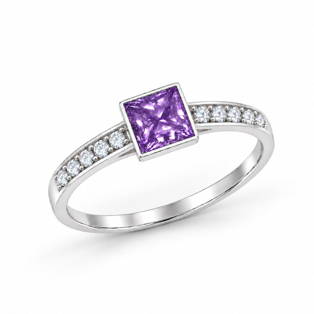 Princess Cut Violet Ring