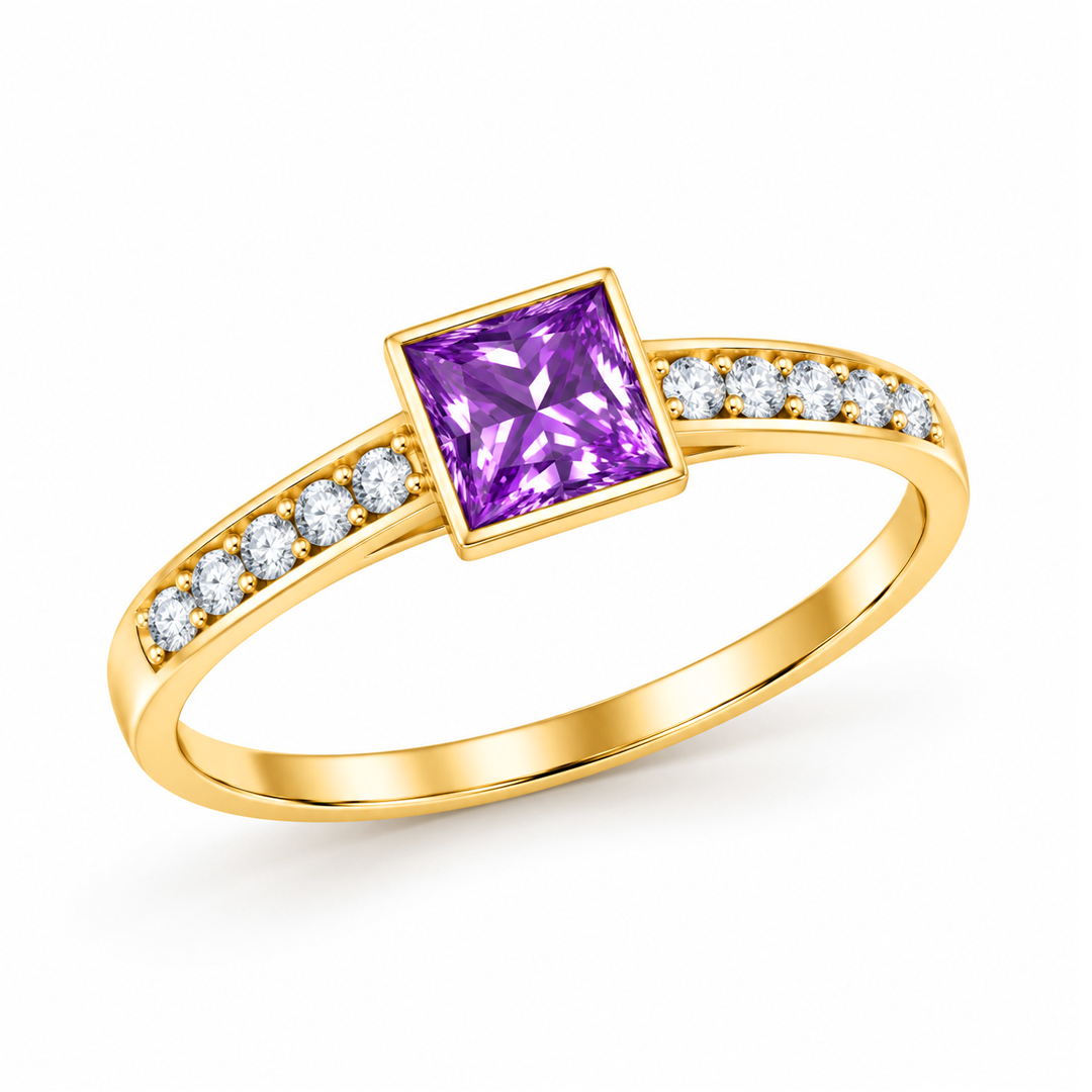 Princess Cut Violet Ring