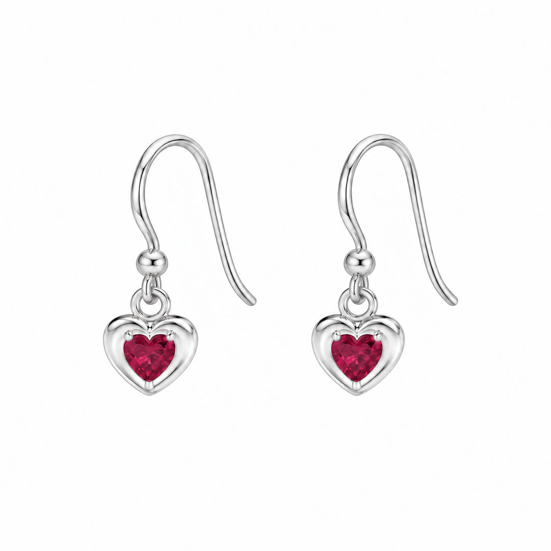 Puffy Heart Birthstone Hook Earring