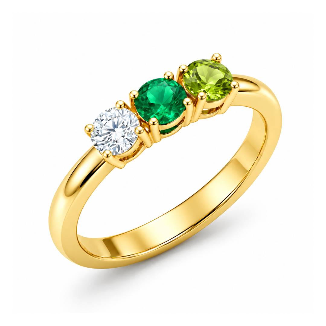 Radiant Three Birthstone Ring