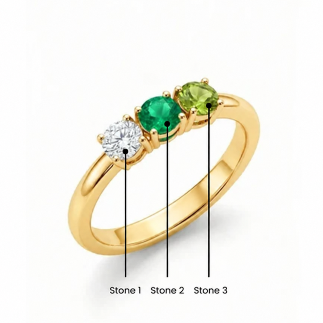 Radiant Three Birthstone Ring