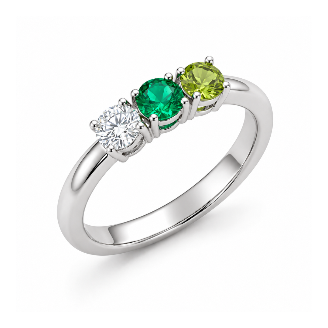 Radiant Three Birthstone Ring
