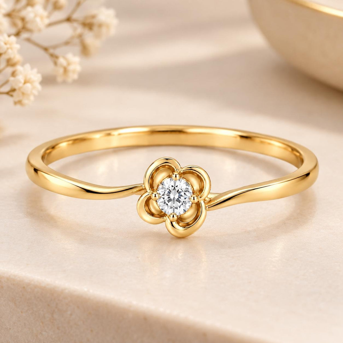 Rose Bloom Ring with Birthstone