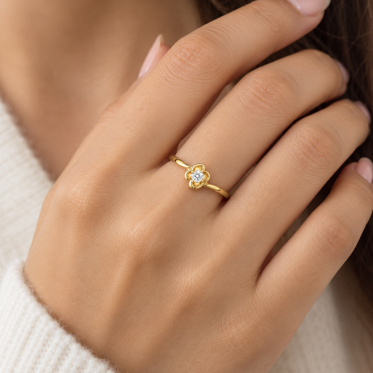 Rose Bloom Ring with Birthstone