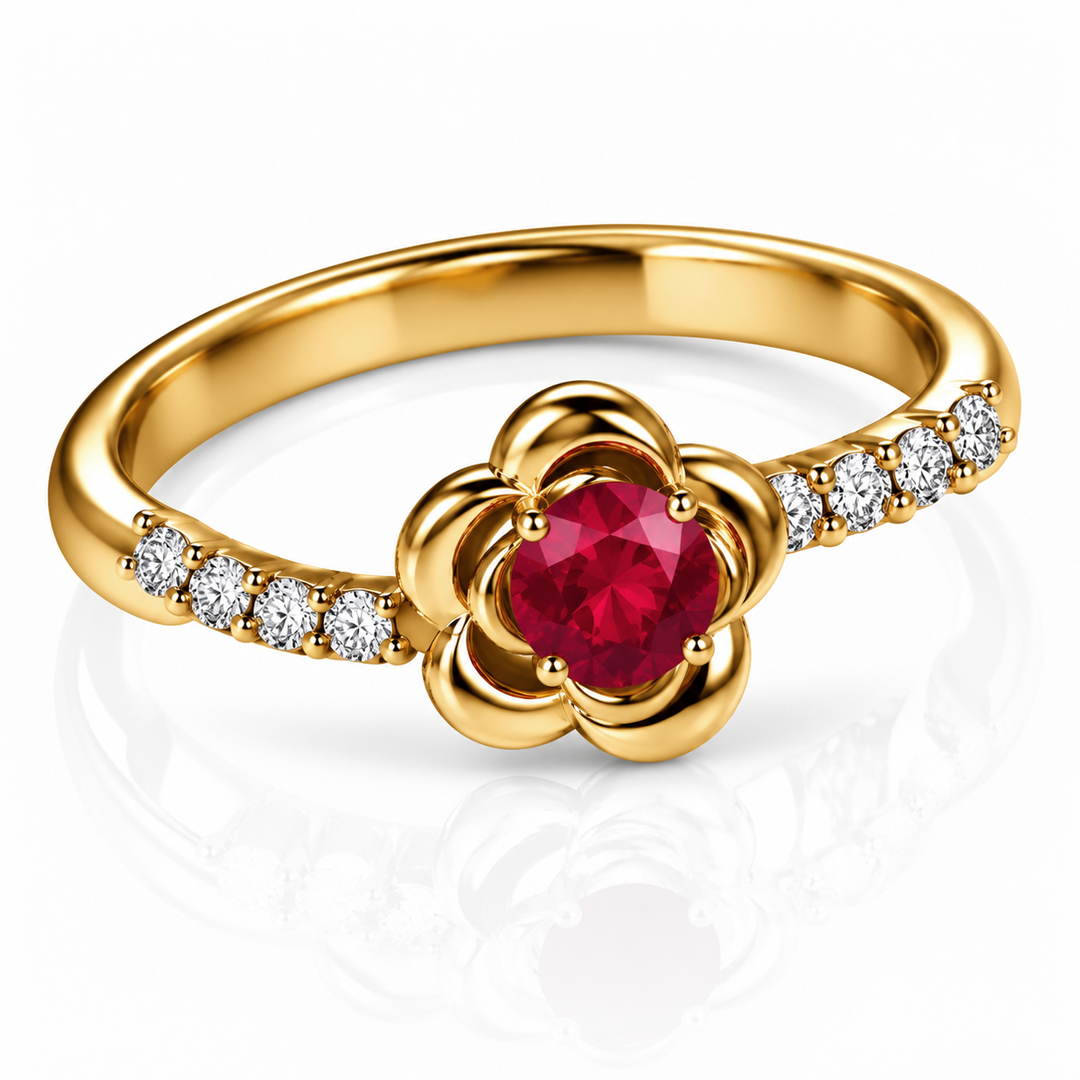 Rose Flower Engagement Ring