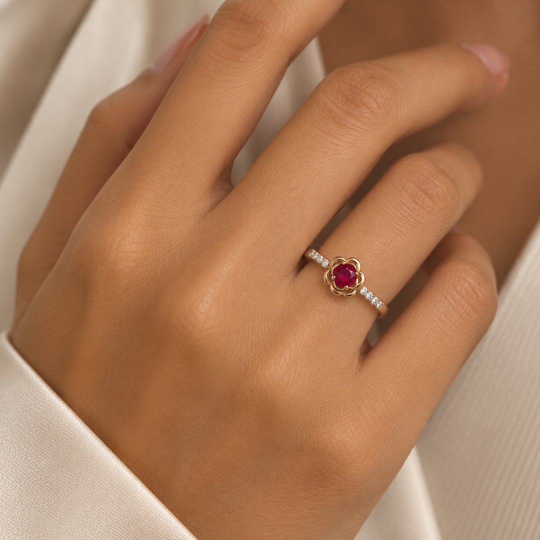 Rose Flower Engagement Ring
