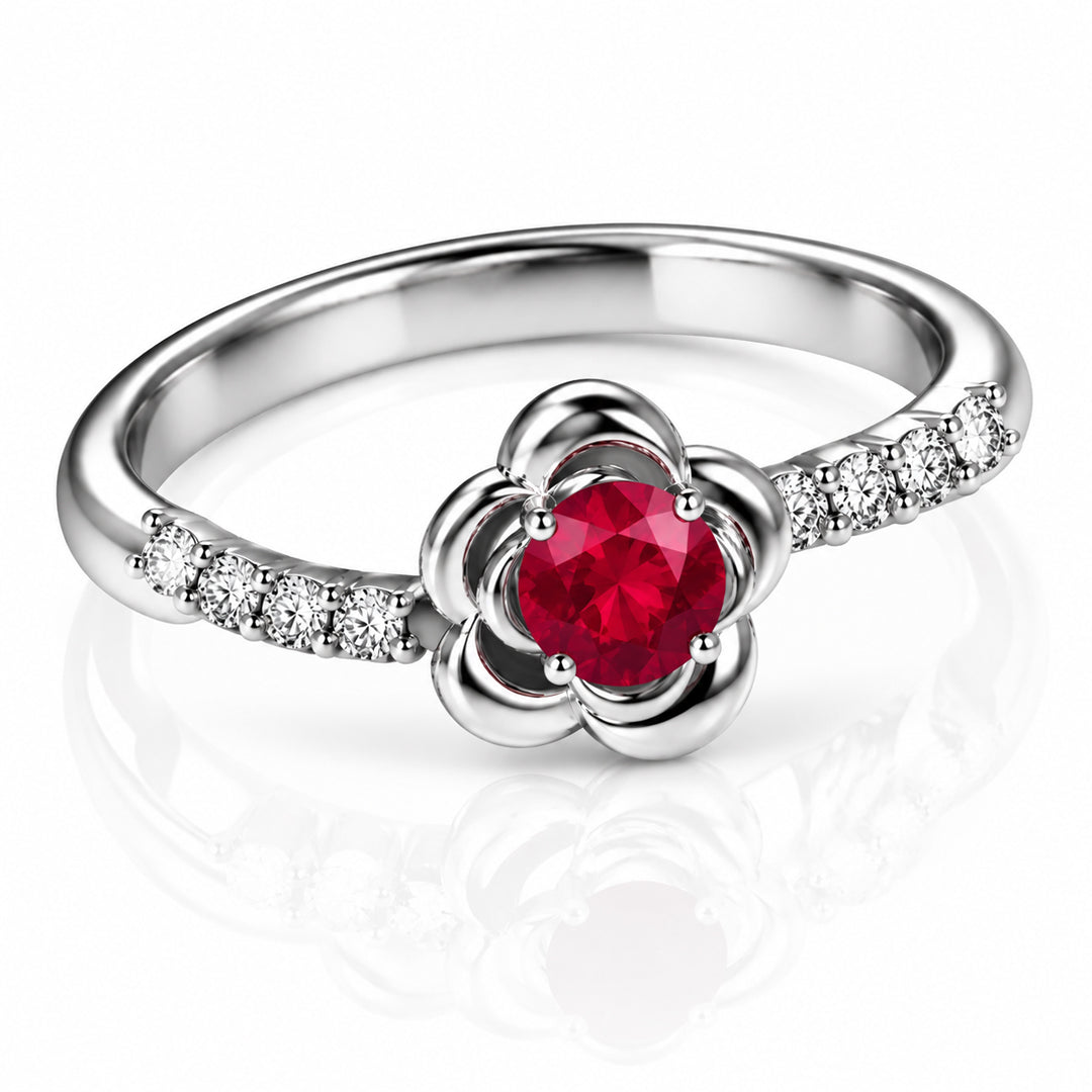 Rose Flower Engagement Ring